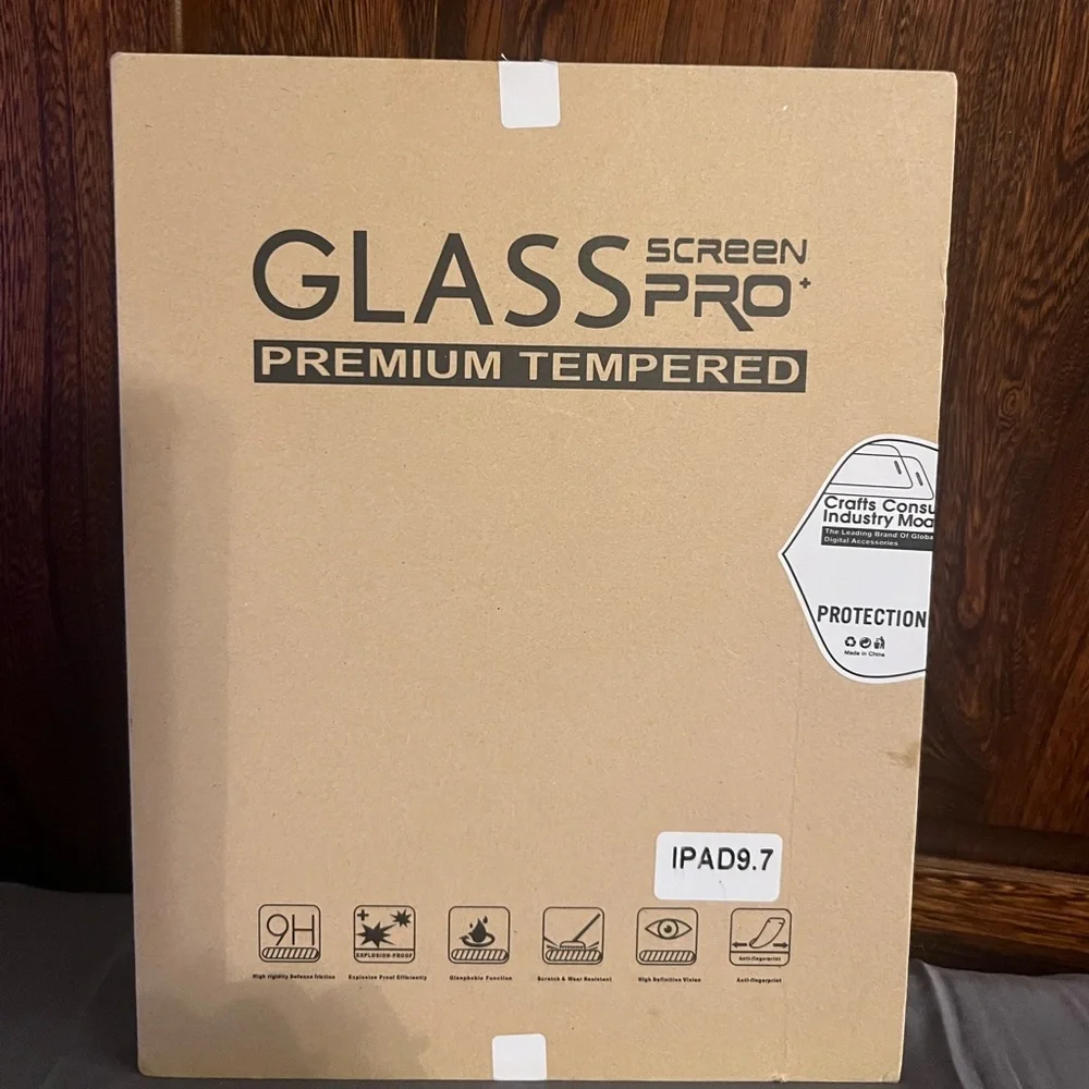 iPad 9.7 Premium Tempered Glass Screen Pro, 2 Pack, new in sealed pkg.